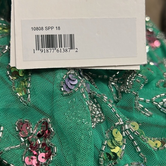 MAC DUGGAL 10808 NWT Hand Beaded Floral Gown with Beaded Spaghetti Straps - Picture 6 of 7